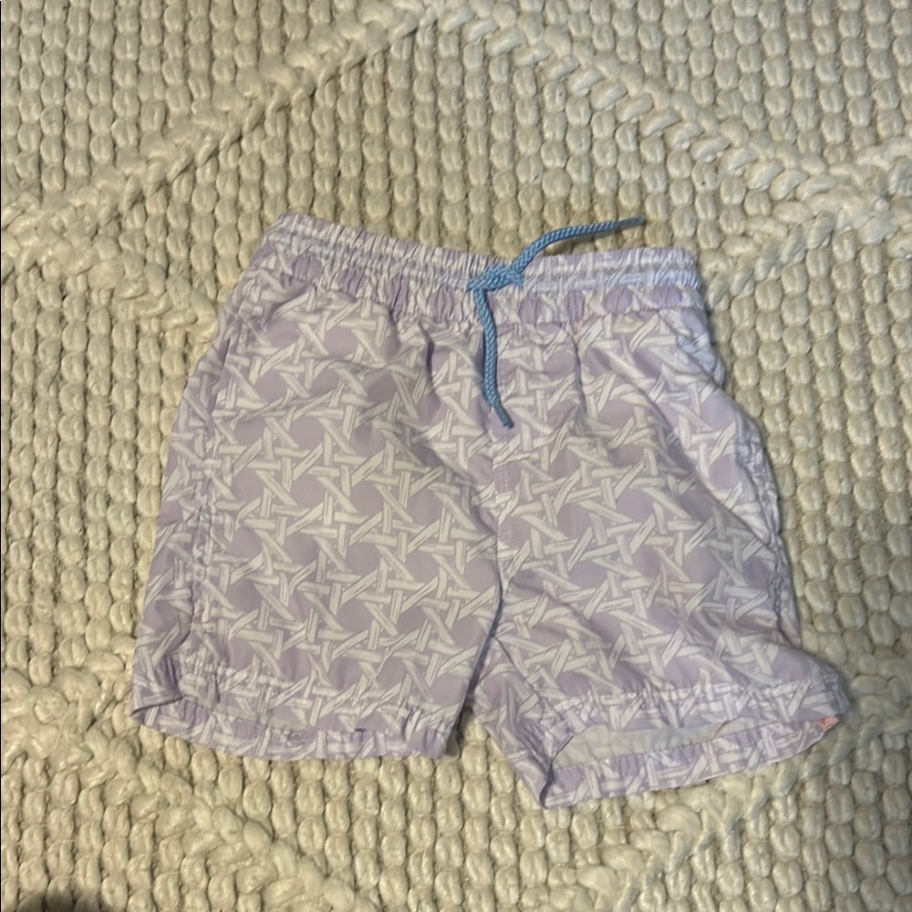 The Beaufort Bonnet Company Purple and White Swim Trunks